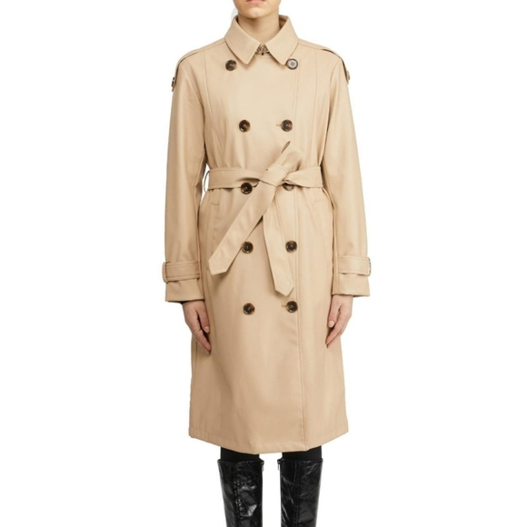 NWT BADGLEY MISCHKA | Cotton Double-breasted Trench Coat - Picture 4 of 6